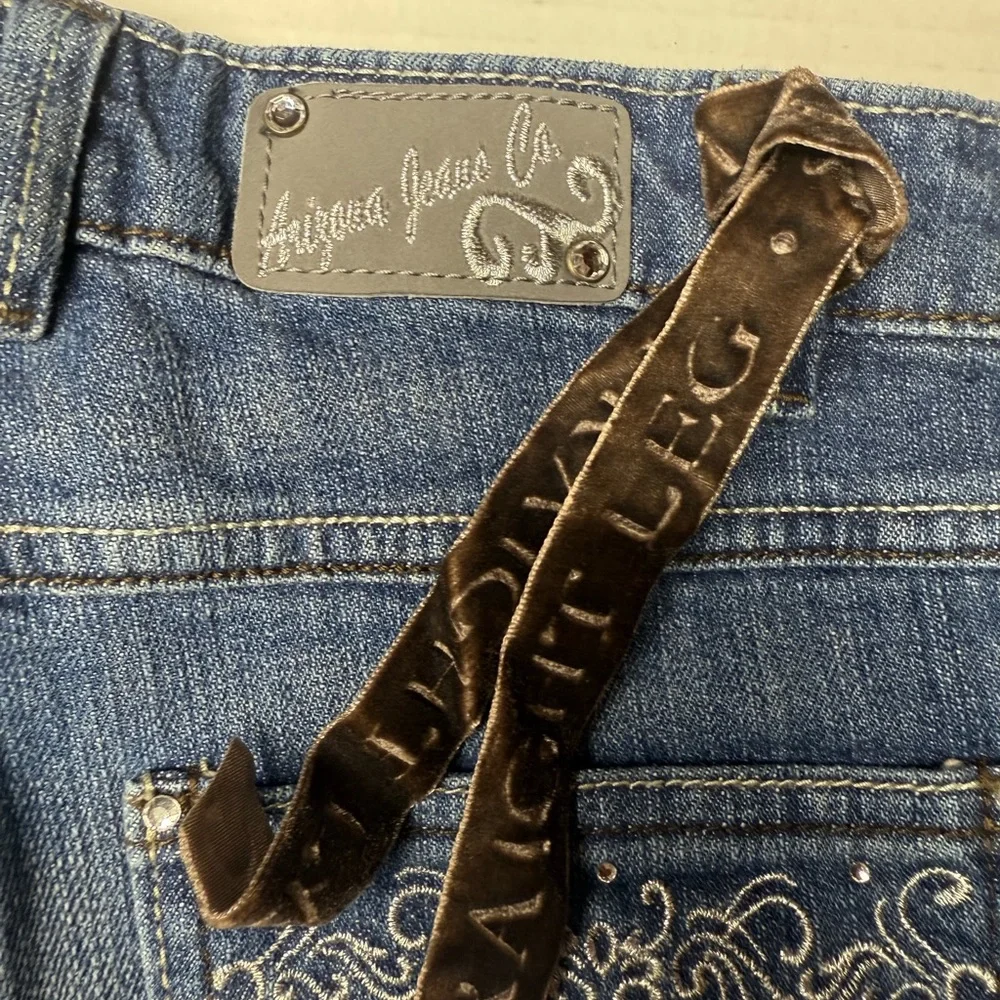 Vintage Arizona Girls Jeans 12 Slim Blue‎ Straight Leg Youth Denim Embroidered